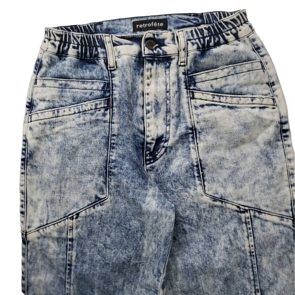 RETROFÊTE Myla Acid Wash Cropped acid-wash high-rise tapered jeans size 28 - Picture 9 of 15